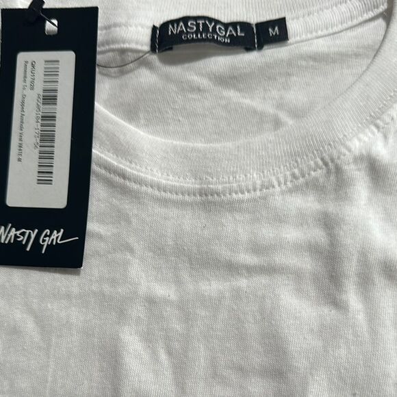 Nasty Gal White Muscle Tee with Pink Text - Picture 2 of 2